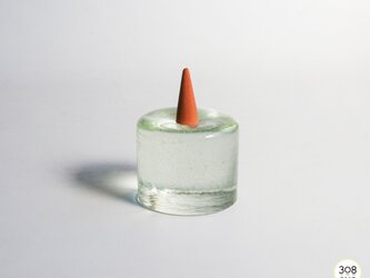 【リニューアル】リサイクルガラスのお香立て 丸 若菜色