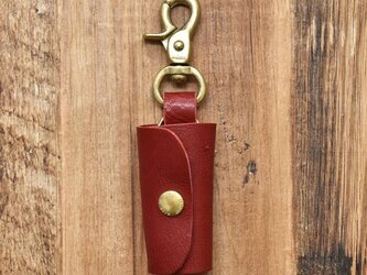 栃木レザー 真鍮 キーケース 鍵3本収納 レバーナスカン キーホルダー【ワイン】JAK047の画像