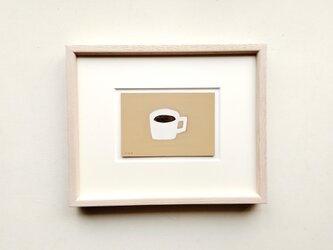 原画「コーヒータイム」水彩イラスト　※木製額縁入り　再販の画像