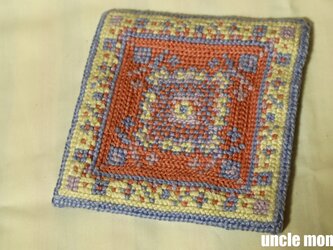 ドール用ツヴィスト刺繍のラグ スクエア（125×125サイズ）Hyacinth Blue　1/12ミニチュア・ファブリックの画像