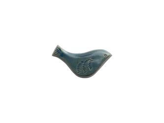 陶器ブローチ コトリ サビ青の画像