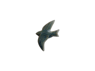 陶器ブローチ ツバメ サビ青の画像