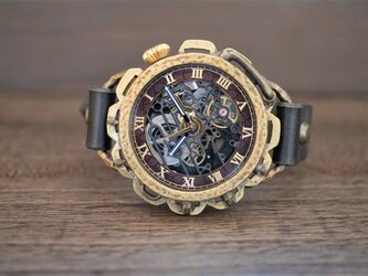 キノパンクブラックAT　真鍮 ブラック 　手作り腕時計の画像
