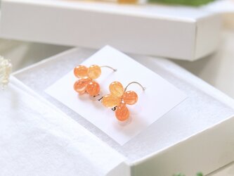 ひまわり色のピアス (Orange marble)  --Blooming Sunflower--の画像