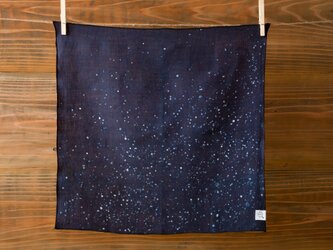 【再入荷】本藍絞り染め　オーガニックリネンハンカチ（星空）の画像