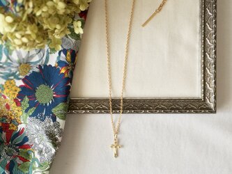 【outlet】ヴィンテージ クロス （十字架）ロング ネックレス / アクアマリンの画像