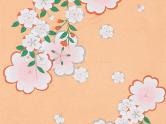 風呂敷　ちりめん風呂敷　みやこ桜　レーヨン100％　68cm×68cm　オレンジの画像