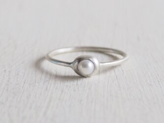 【受注制作】- Silver - Oval Dot Ring w/ Pearlの画像