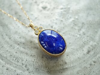K18YG　カボション瑠璃色ラピスラズリ ペンダント