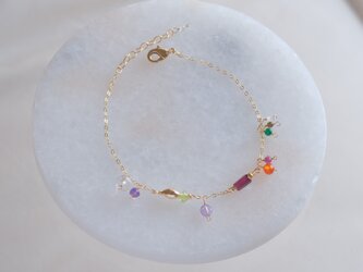 ávexti bracelet：天然石ブレスレット　レッドガーネット×ルビー×アメジスト×ルビー×オプシディアンの画像
