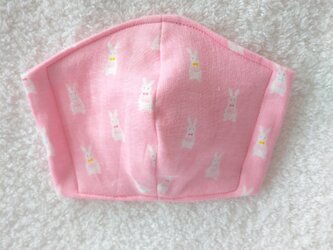 Wガーゼのキッズ立体マスク  うさぎの画像