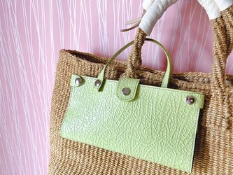 【TVで紹介】仮置き マスクケース ポシェット ダブル収納 本革 メロンの画像