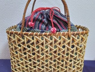 籐の華編み籠  A36