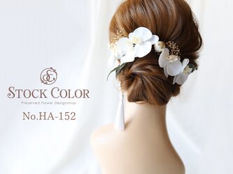 ミニ胡蝶蘭とかすみ草のヘッドドレス ヘアアクセサリー 髪飾り＊ウェディング 結婚式 成人式 白無垢 和装 前撮りの画像