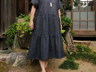 着物リメイク　綿のティアードワンピースの画像