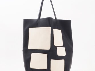pockethandbag（ネイビー×オフホワイト）/37×33.5×110/山羊革/HB026の画像