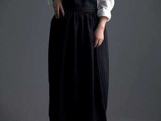 【wafu】Linen Overall Dress リネン ジャンパースカート /黒 a001b-bck1の画像