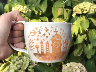 マグカップ　―kakiotoshi mug  “夕陽の街”の画像