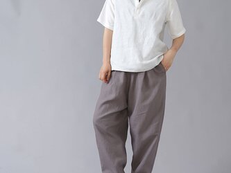 【Sサイズ】【wafu】自分用に3枚いきます。リネンスタンドカラーシャツ 半袖 男女兼用/ホワイト t038k-wht1-Sの画像