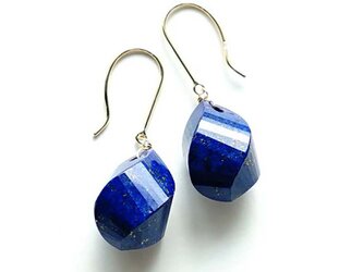 K18 ラピスラズリ 大粒 美しいカット 夜空のような青い深み 瑠璃色のピアス or イヤリング