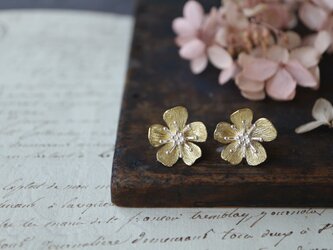 Brass and silver earring「Nice secret」の画像