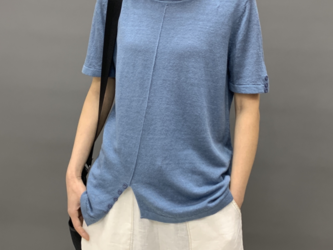 多色 リネンセーター 半袖プルオーバーニット Tシャツ トップス レディースの画像