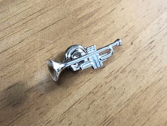 【銀製】ピンバッジ　トランペット　Trumpet　Pins　シルバー925　ケース付　楽器　ピンズ　タイピンの画像