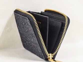 L字ショートウォレット コンパクト ミニ財布 岡山デニム ジーンズ 牛ヌメ革 REAR-W003の画像
