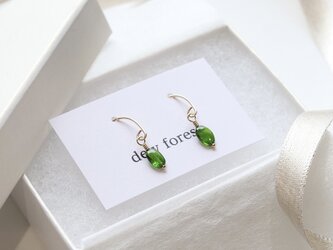 14Kgf Green1粒ピアス/イヤリング 天然石クロムダイオプサイド --Heal you--の画像