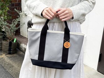 きちんとトートS：ライトグレー×クロ×クロ×Pアイボリー（高島帆布）の画像