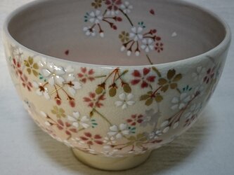 山川巌造 色絵茶碗 桜(共箱）の画像
