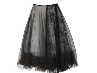 人気のオリジナルニッチデザイン，五層の黒と白のメッシュスカートふわふわスカートの妖精のスカートをステッチダーク黒高のウエの画像