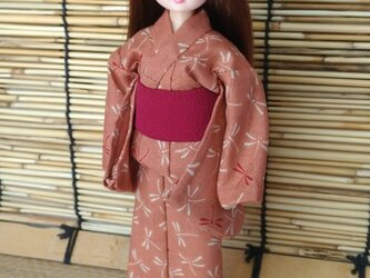 「トンボ群…薄赤」22cmドール浴衣の画像
