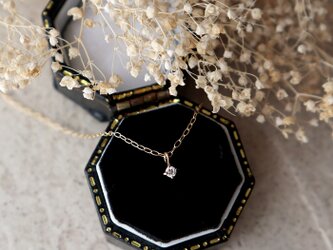 【K18】ダイヤモンドの一粒ネックレス「K18」刻印入り＊4月誕生石の画像