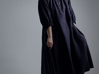 【wafu】Linen Dress スタンドカラーワンピース 超高密度リネン/黒紅色 a073i-kbi1の画像