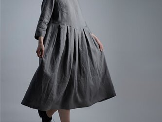 【wafu】Linen Dress 鍵盤タックワンピース / 鈍色(にびいろ) a013o-nib1の画像