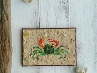 Seaglass & Plasticwaste walldecoration カニの画像