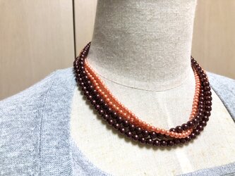 送料込・オレンジチョコレートなパールのネックレス・長さ90㎝・2本セットの画像