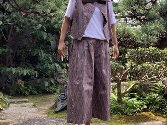 着物リメイク　紬のセットアップ／リバーシブルベストの画像