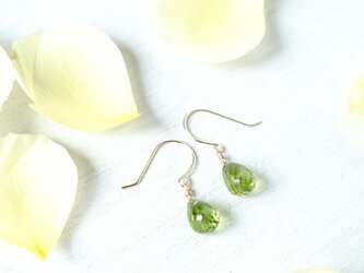K18 ペリドット ドロップ ピアス or イヤリング 天然石 美しいグリーン 太陽の石の画像