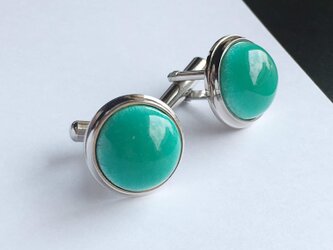 セピア 【ヒスイ Jade】七宝焼カフスボタン カフリンクス  純銀張七宝の画像