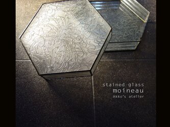 ステンドグラス　【蓋付　コレクションボックス】　昭和レトロ硝子　菊の画像