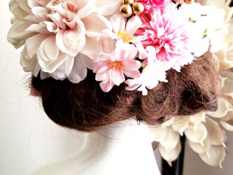 桜hirahiraダリアとマムの髪飾り9点Set No815の画像