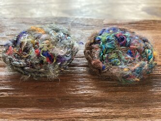 recycle silk ブローチピン 楕円 2点set-5の画像