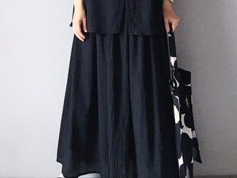 Cotton linen slab long skirt BLACKの画像