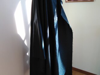 絹　紬　マント　ロング丈　海松色　無地×ひげ紬(襟の一部)の画像