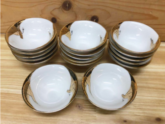 【新品】美濃焼製 金鶴亀図盃 17個組◆酒器/懐石/茶懐石道具 1個のサイズ/口径/約6.5cm×高さ/約2.7cmの画像