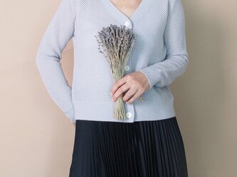 【新作】上質ウール100編み編みカーディガン21035（パステルパープル）の画像