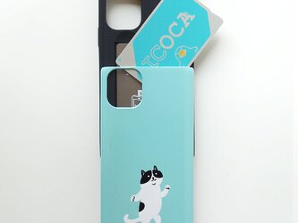 ぽっちゃり猫のICカード収納iPhoneケースの画像