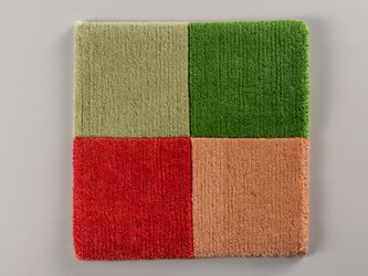 手織りラグ　4062(63,65)-18　4色マット　緑・黄緑・オレンジ系の画像